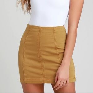 Free People gold denim zip up mini skirt size 4